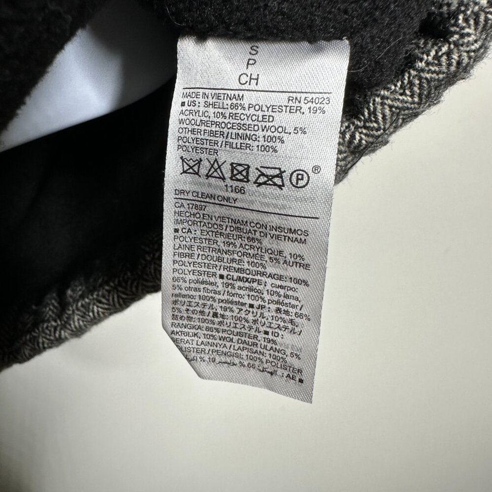Old Navy Grey Twill Herringbone Wool Blend Puffer Full Zip Vest Women's Small - Picture 3 of 5